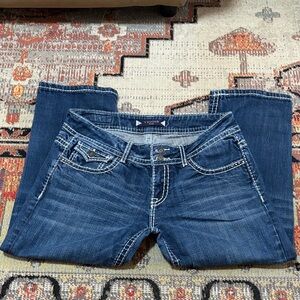 Vigoss Women's Dark Blue Stretch Jeans with Contrast Stitching